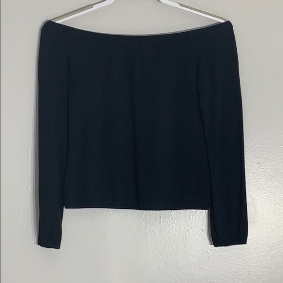 Theory Black Long Sleeve Off The Shoulder Top women’s small - Picture 2 of 5